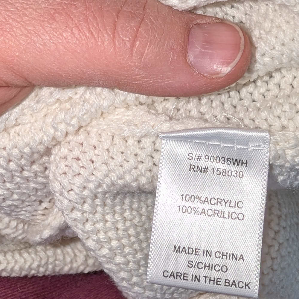 Nwt Ladies Love Tree White & Black  Cable Cardigan Size Small - Picture 7 of 8